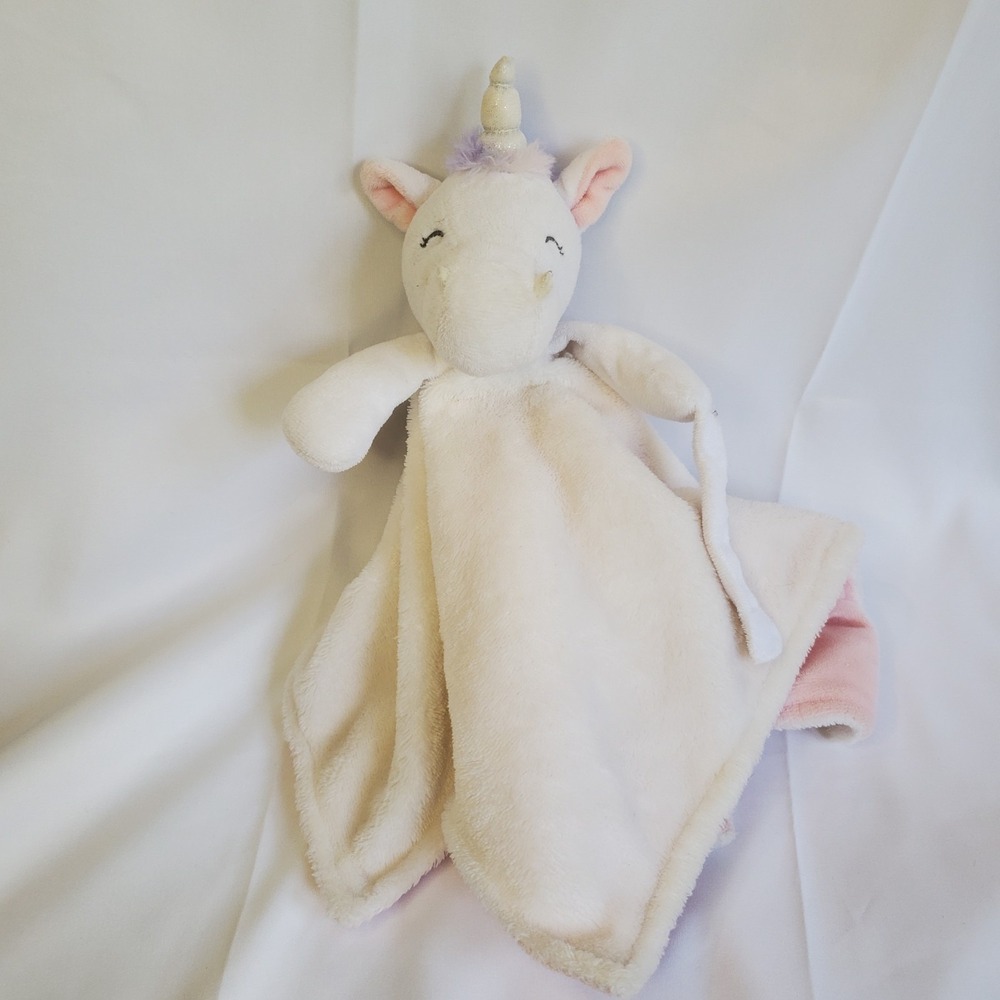 Carters Unicorn Lovey Pink and White with Silver Horn Soft‎ Security Blanket Toy